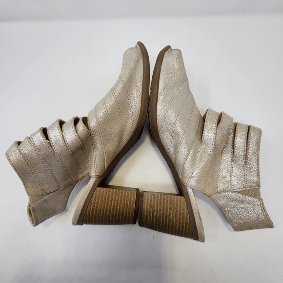 Josef Seibel Womens Bonnie Metallic Silver Leather Bootie 41 US 11 Peep Toe Heel - Picture 9 of 11